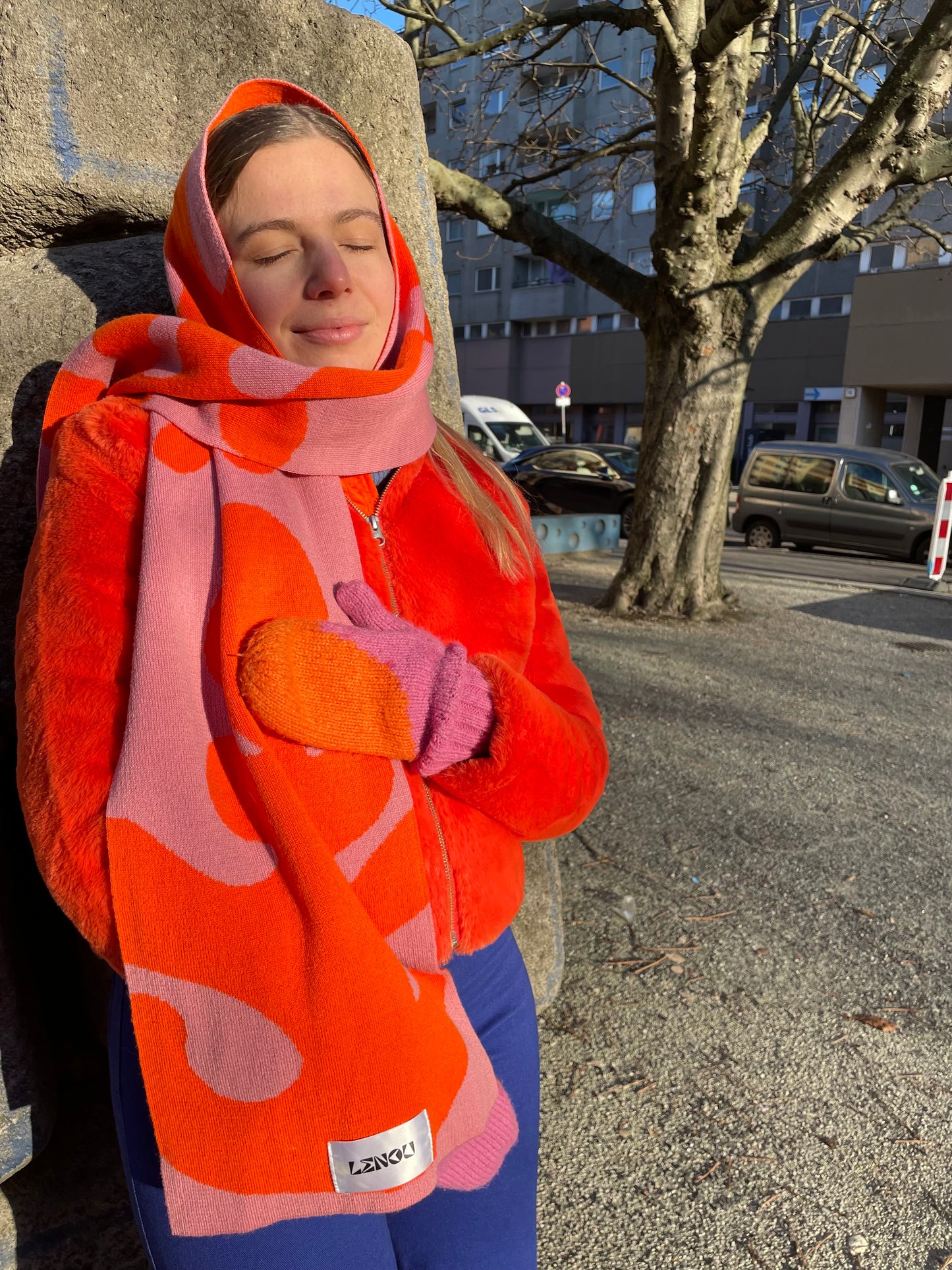 WOOL SCARF ABSTRACT SUNSET BLOOM