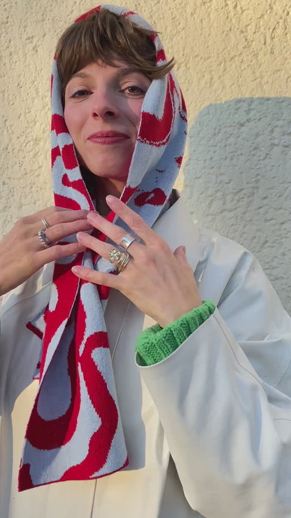 SHORT WOOL SCARF RED TIDE